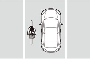 自転車と車が通れる道幅の画像